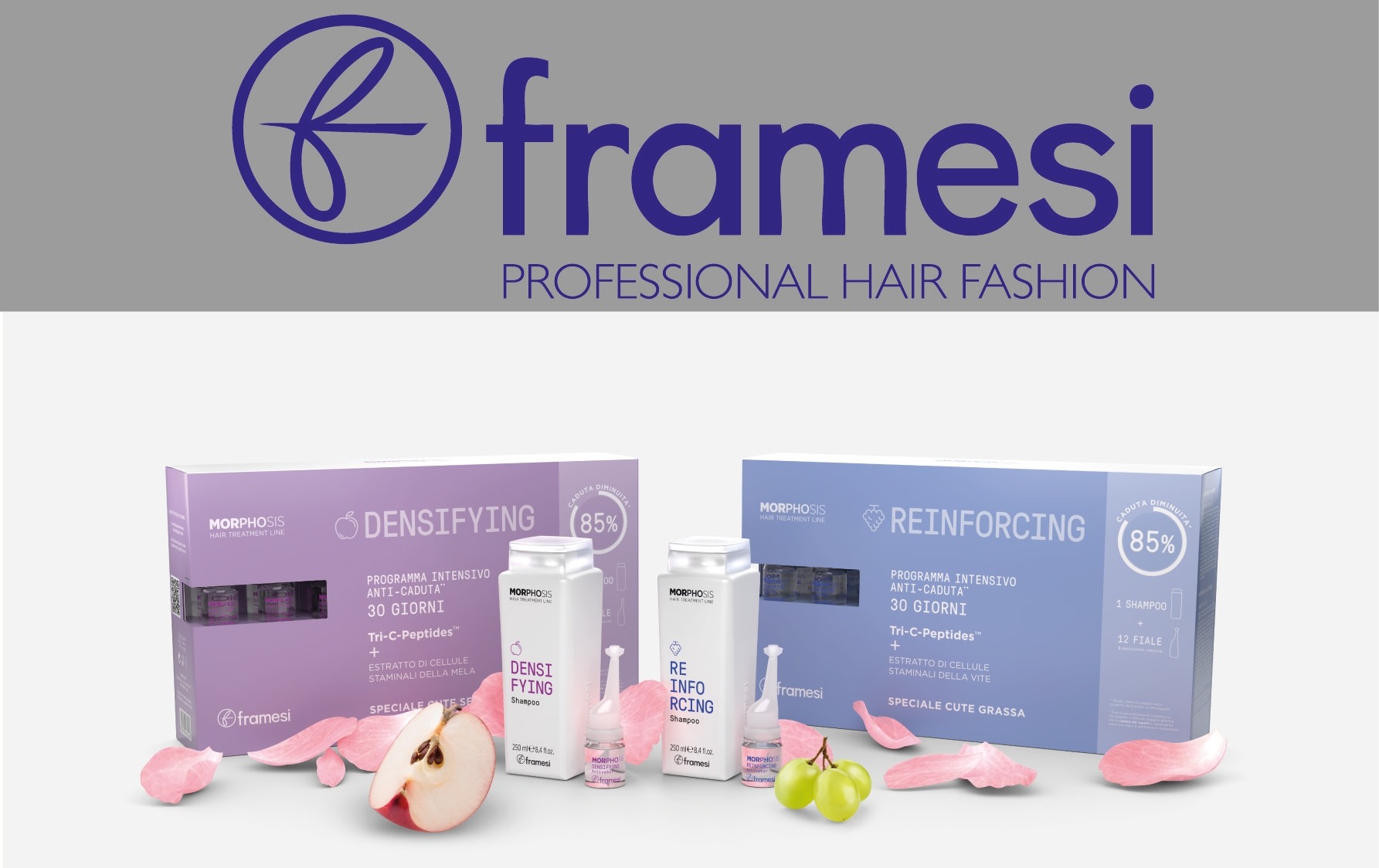 Framesi Morphosis Densifying y Reinforcing, shampoo y ampolletas